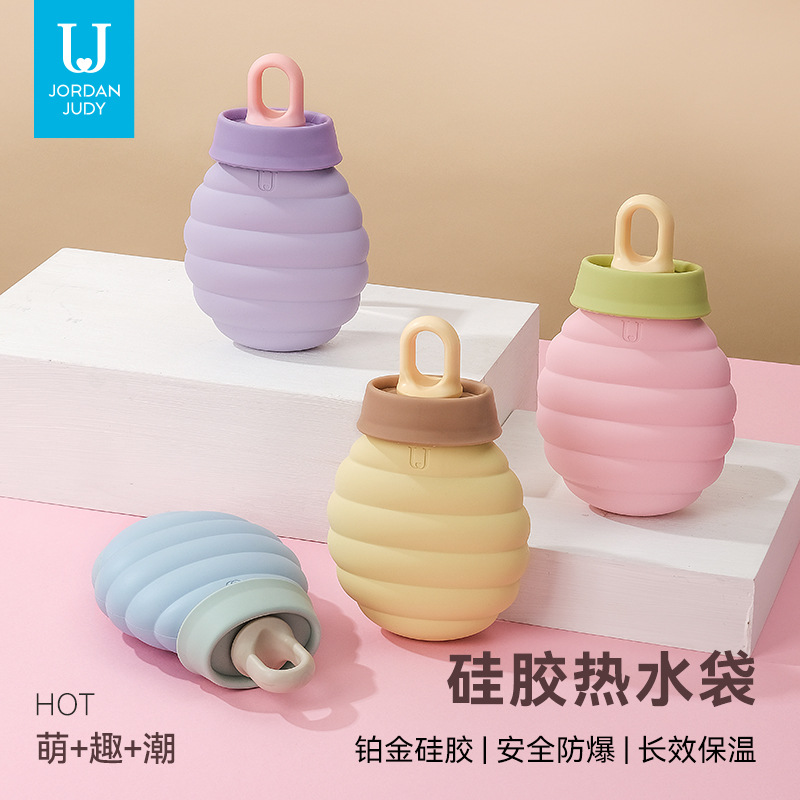 Jordan&Judy silicone hot water bottle, baby explosion-proof warm water bottle, female water injection warm belly and hand warmer, cute warm baby
