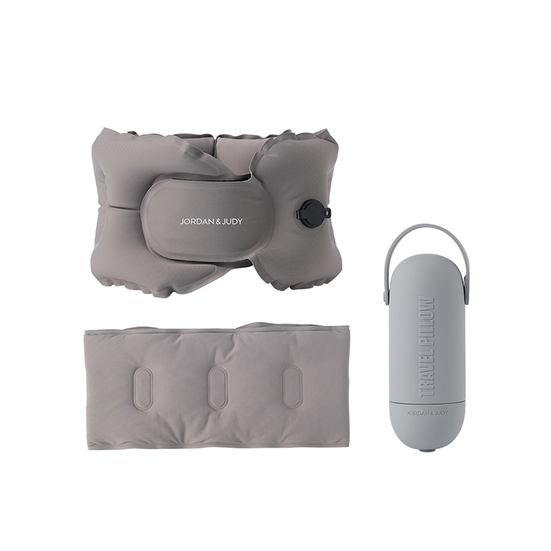 Press-to-inflate U-shaped portable travel pillow, ideal for airplane and high-speed rail travel, with neck support, compact design, and a U-shaped shape, making it a must-have for sleeping