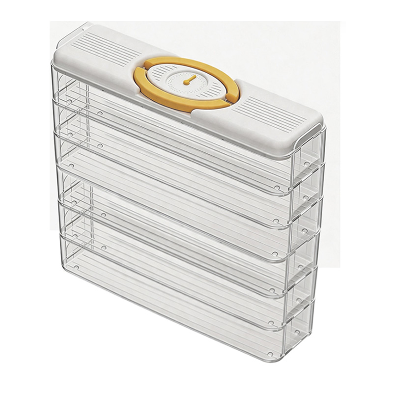 6-layer stacked vertical dumpling box - yellow handle