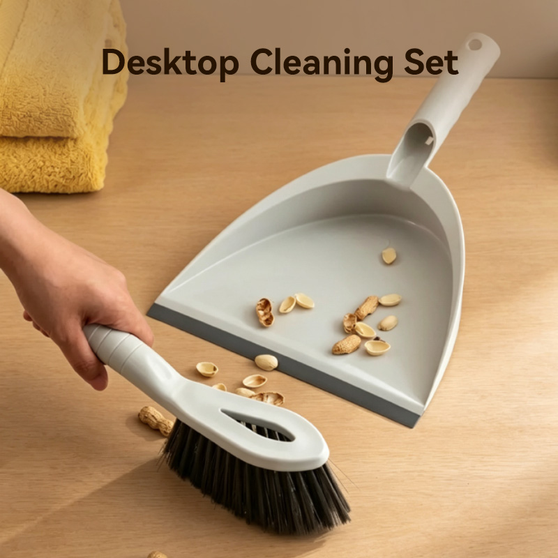Desktop Mini Dustpan and Broom Set - Gray