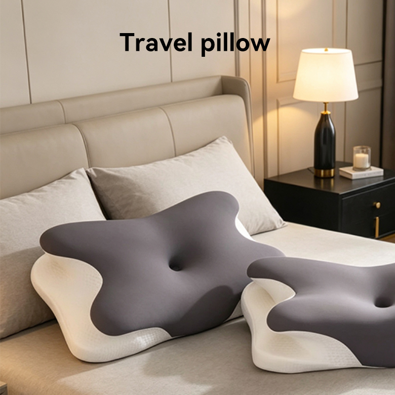Travel Pillow - White and Gray Cover, 1 Piece