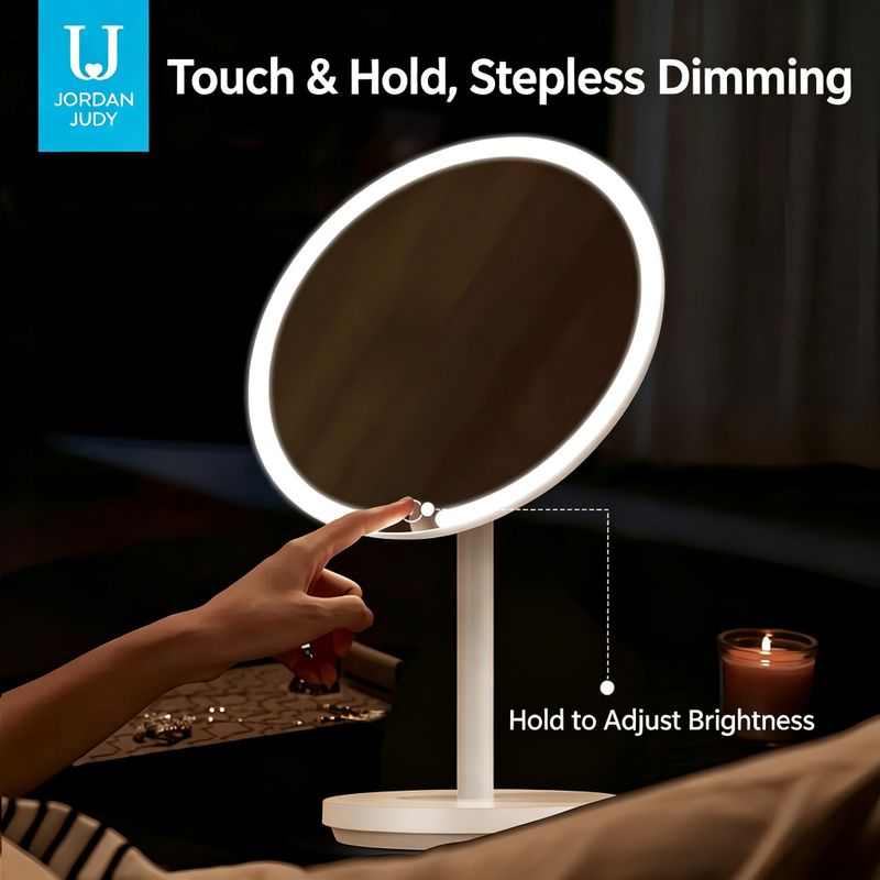 Jordan&Judy LED Makeup Mirror with Light, Foldable Portable Vanity Mirror, Desktop Cosmetic Mirror for Student Dorm